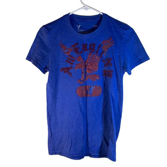 American Eagle Outfitters Tops - American Eagle Outfitters Tee Shirt Blue Red Vintage Fit Size XS